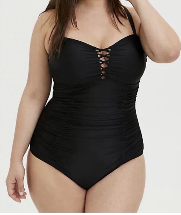 torrid Other - Torrid Brand Women's 4X Slim Fix Lattice One Piece Swimsuit Black